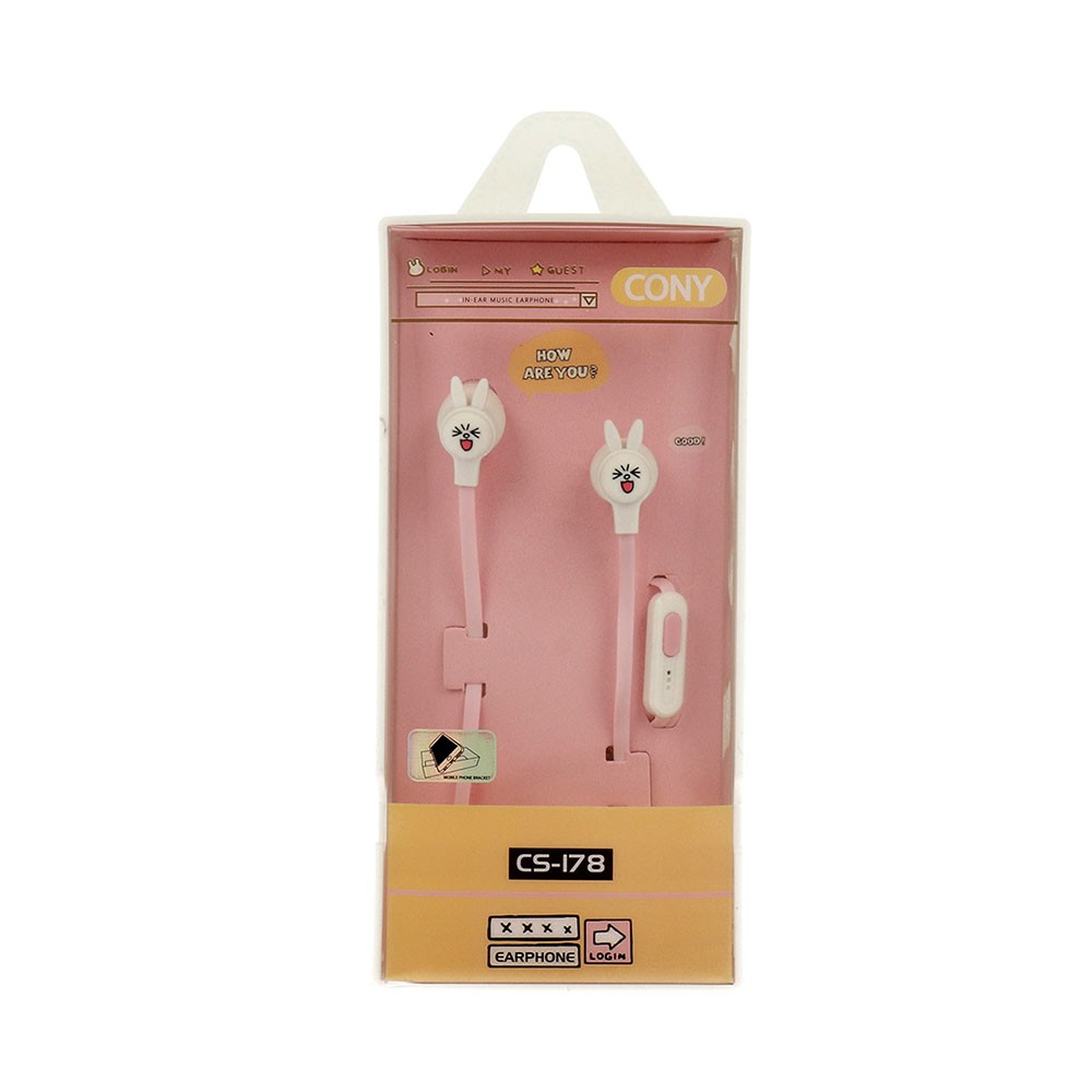 Cony CS-178 Handsfree Παιδικά Ακουστικά με Υποδοχή 3.5mm και Μικρόφωνο Pink