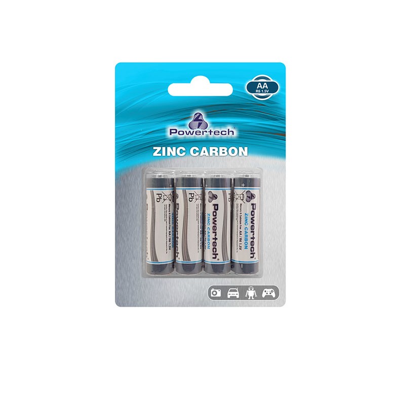 Powertech PT-949 Zinc Carbon Batteries AA 1.5V (4 pcs) 