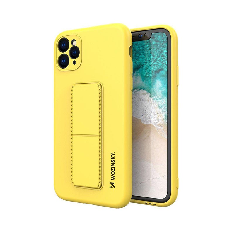 Apple iPhone 11 Pro Wozinsky Kickstand Θήκη Σιλικόνης Back Cover με Stand Στήριξης Yellow