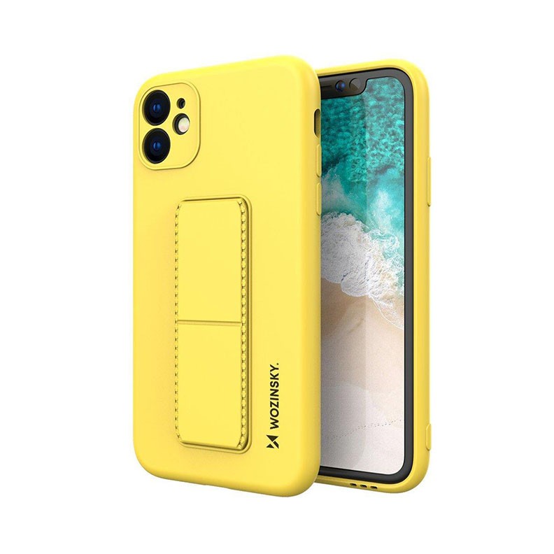Apple iPhone 12 Pro / 12 Wozinsky Kickstand Θήκη Σιλικόνης Back Cover με Stand Στήριξης Yellow