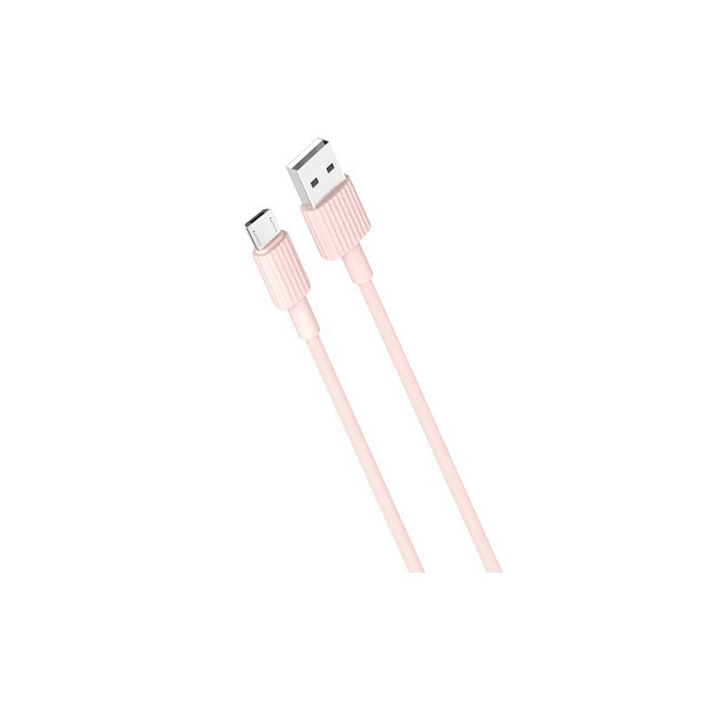 XO NB156 Micro USB Καλώδιο Φόρτισης 1m 2.4A Pink