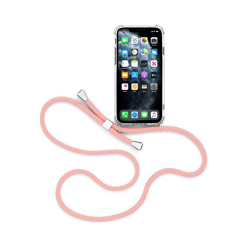 Samsung Galaxy A41 Forcell Cord Θήκη Σιλικόνης με Λουράκι Pink