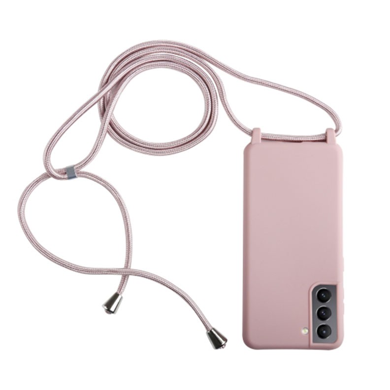 Samsung Galaxy S21 Plus 5G Candy Color Θήκη Σιλικόνης TPU με Λουράκι Dark Pink