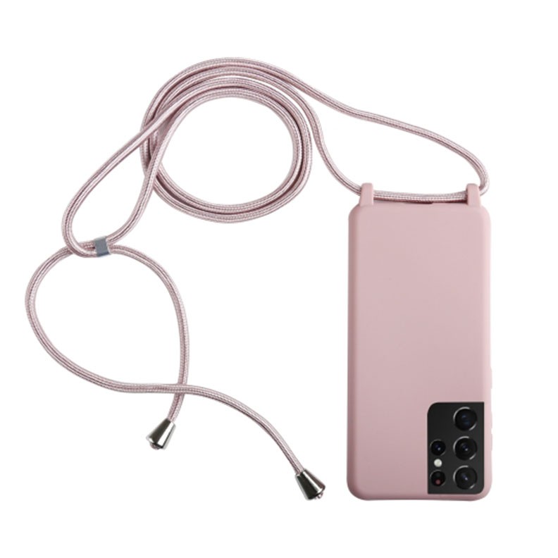Samsung Galaxy S21 Ultra 5G Candy Color Θήκη Σιλικόνης TPU με Λουράκι Dark Pink