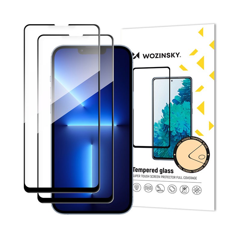 Apple iPhone 13 Mini Wozinsky 2x Tempered Glass Full Cover 9H Black