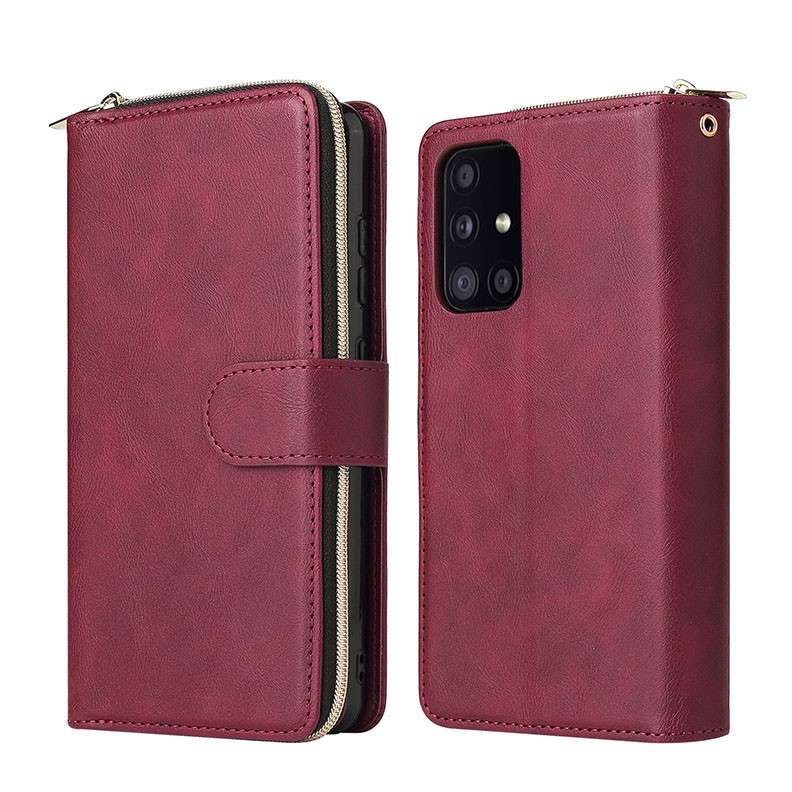Samsung Galaxy A52/A52s Zipper Wallet Bag Θήκη Πορτοφόλι Wine Red