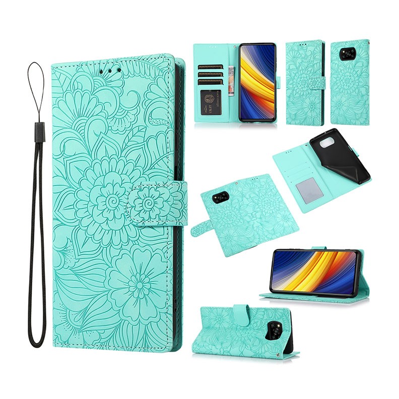 Xiaomi Poco X3 NFC/X3 Pro Skin Feel Embossed θήκη Πορτοφόλι Green