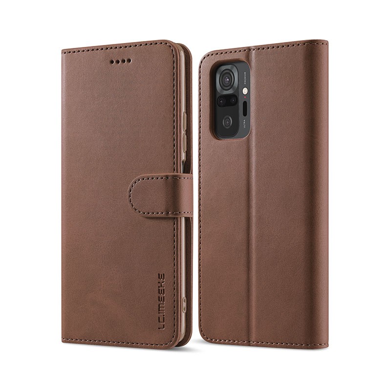 Xiaomi Redmi 10 LC.IMEEKE Calf Texture θήκη Πορτοφόλι Brown