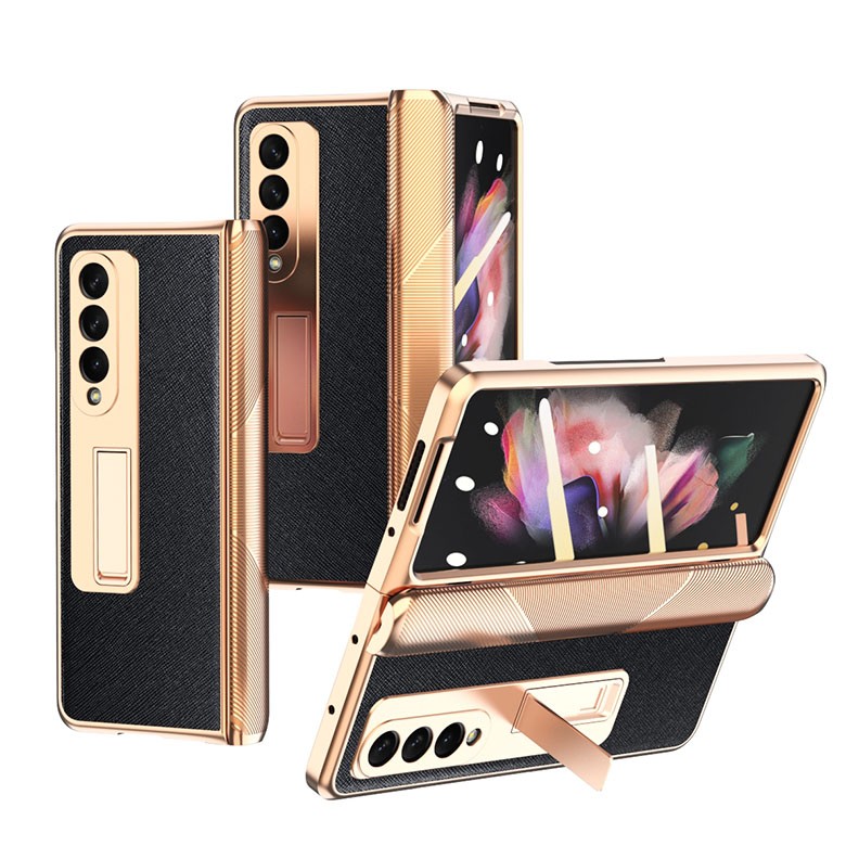 Samsung Galaxy Z Fold3 5G Electroplated Armor Cross Texture Σκληρή θήκη Black