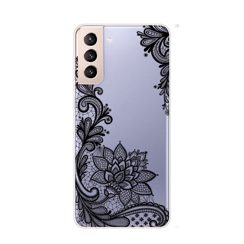 Samsung Galaxy S22 Plus 5G Coloured Drawing Pattern Θήκη Σιλικόνης Black Rose
