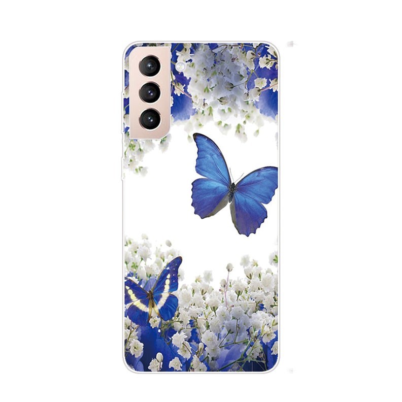 Samsung Galaxy S22 Plus 5G Coloured Drawing Pattern Θήκη Σιλικόνης Purple Butterfly