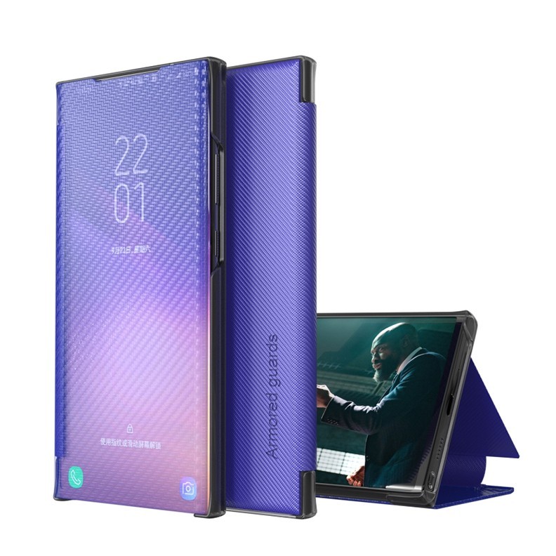 Samsung Galaxy S22 Plus 5G Carbon Fiber View Leather Θήκη Βιβλίο Blue