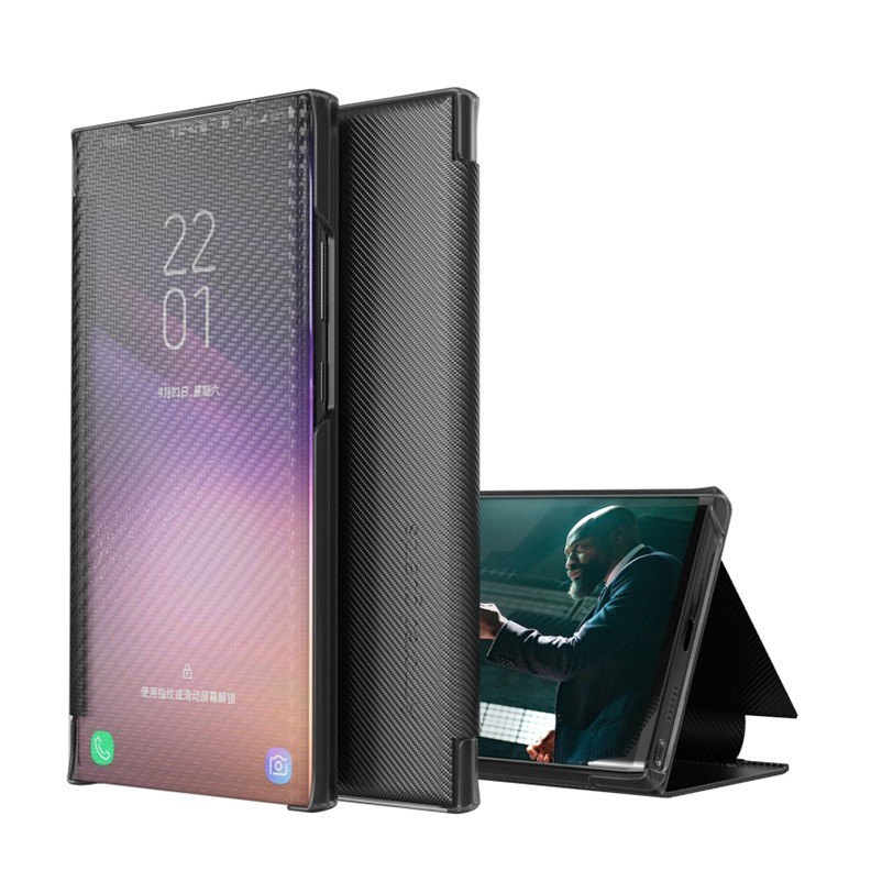 Samsung Galaxy S22 Plus 5G Carbon Fiber View Leather Θήκη Βιβλίο Black