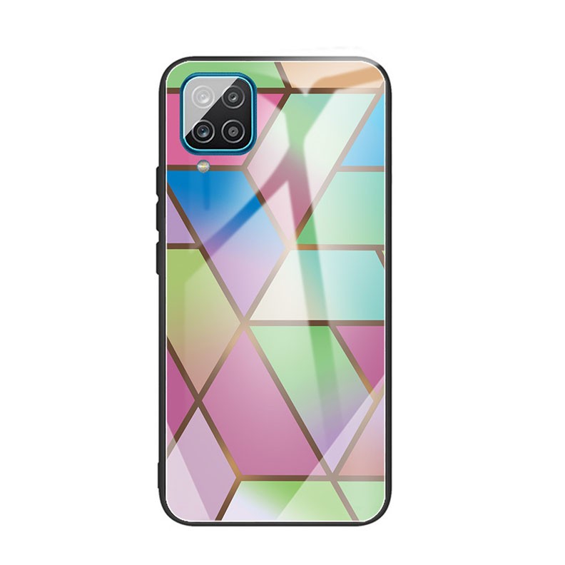Samsung Galaxy A12 Abstract Marble Pattern Glass Σκληρή θήκη Rhombus Gradient