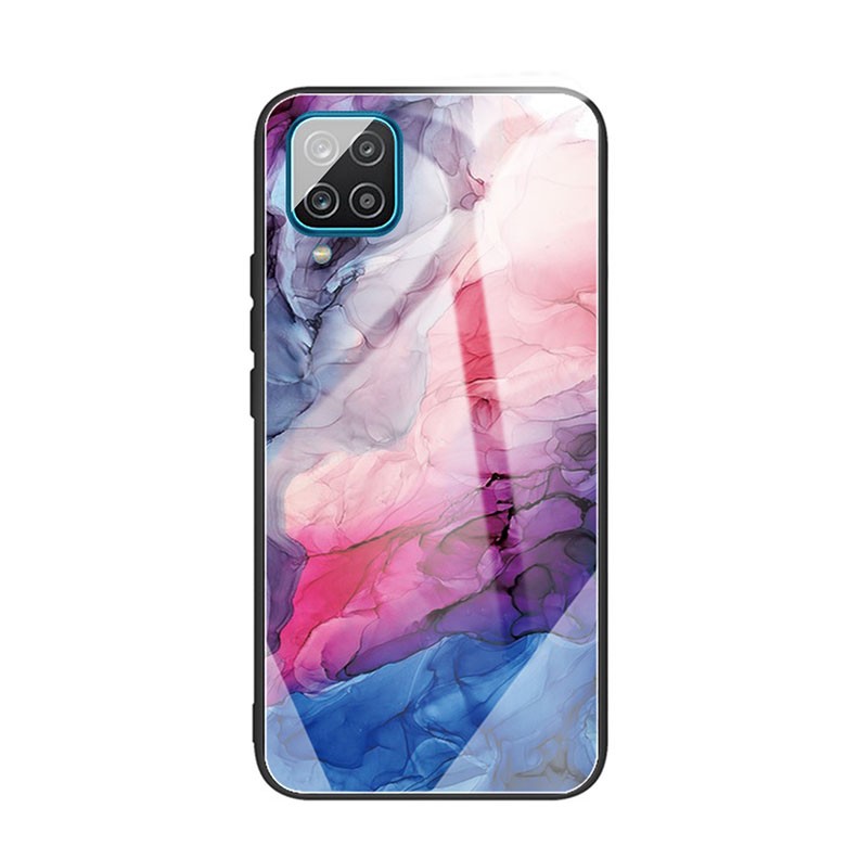 Samsung Galaxy A12 Abstract Marble Pattern Glass Σκληρή θήκη Abstract Red
