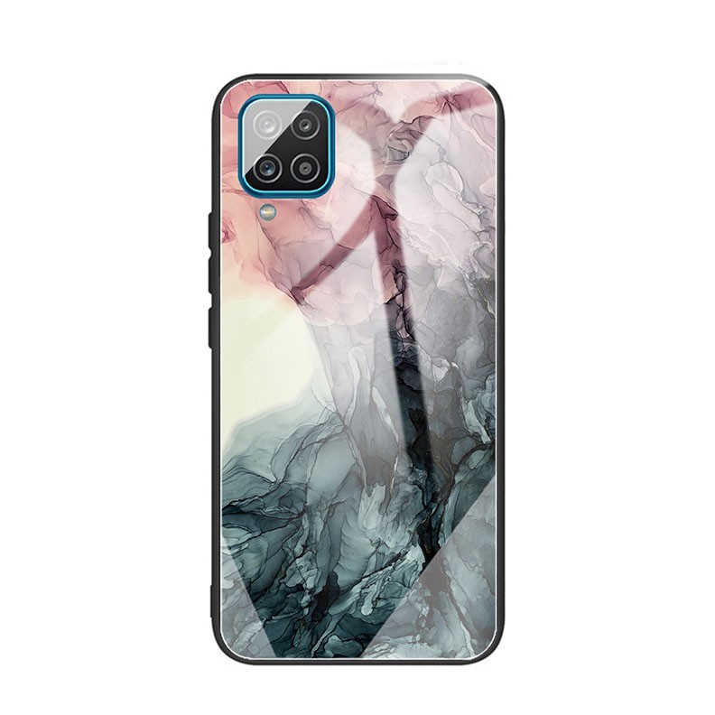 Samsung Galaxy A12 Abstract Marble Pattern Glass Σκληρή θήκη Abstract Black