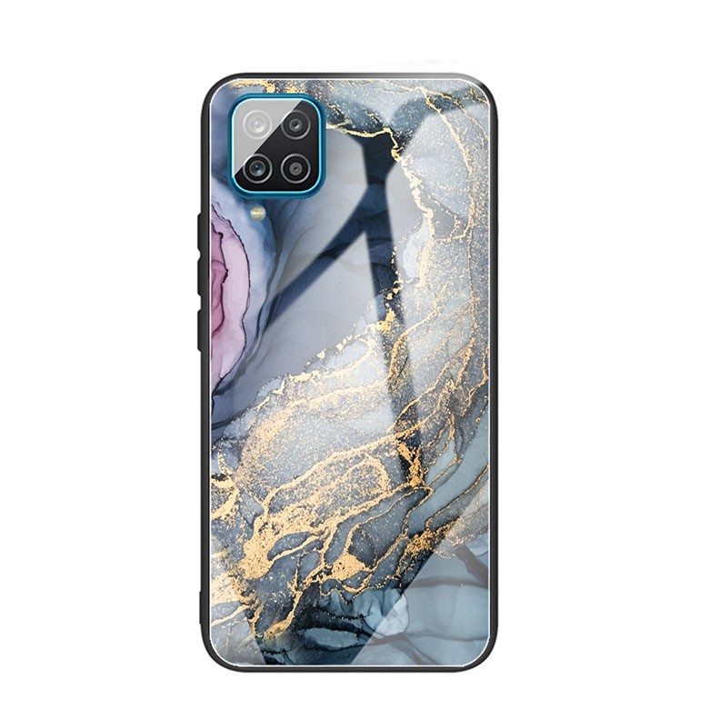 Samsung Galaxy A12 Abstract Marble Pattern Glass Σκληρή θήκη Abstract Gold