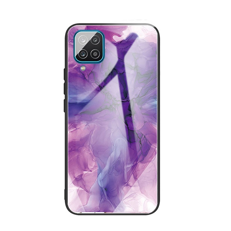 Samsung Galaxy A12 Abstract Marble Pattern Glass Σκληρή θήκη Abstract Purple