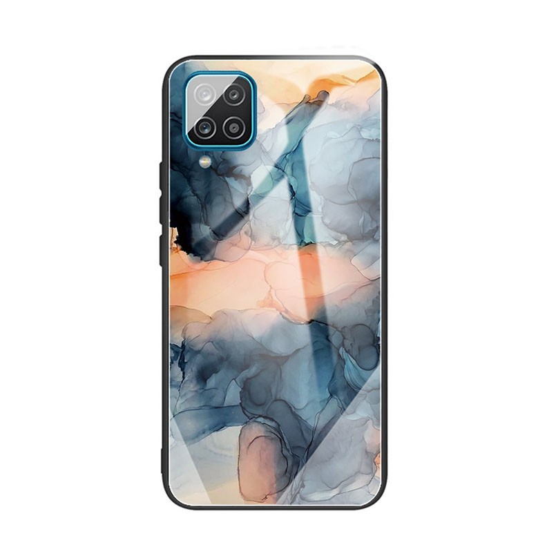 Samsung Galaxy A12 Abstract Marble Pattern Glass Σκληρή θήκη Abstract Blue
