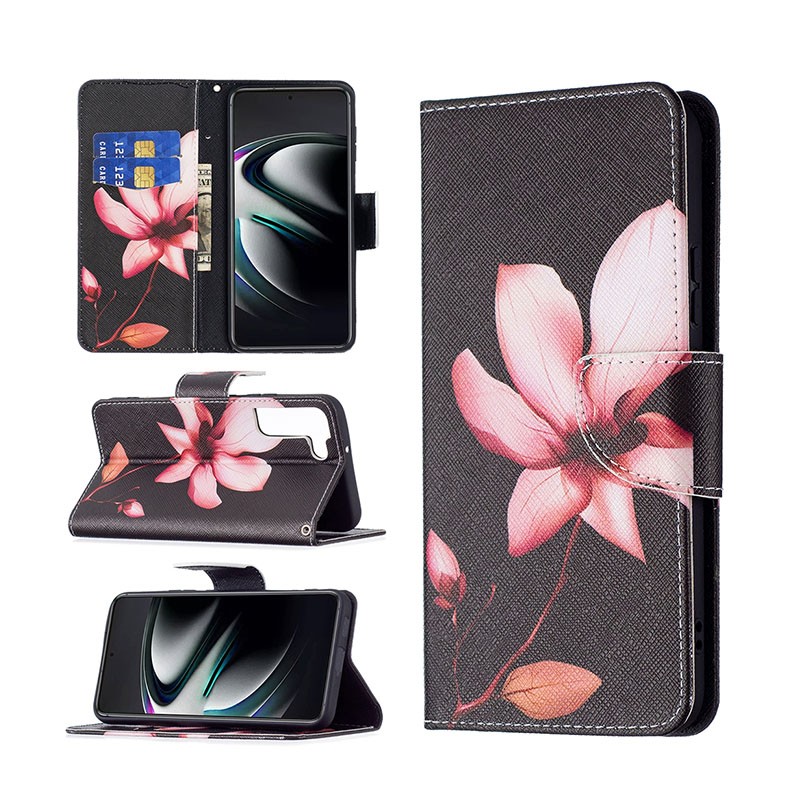 Samsung Galaxy S22 Plus 5G Colored Drawing Pattern Θήκη Πορτοφόλι Lotus