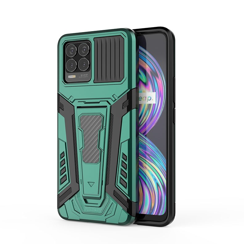 Realme 8/8 Pro War Chariot Series Armor  Σκληρή Θήκη με Στήριγμα Green