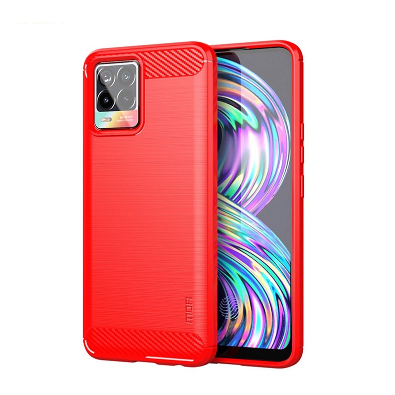 Realme 8/8 Pro Brushed Texture Carbon  Θήκη Σιλικόνης Red