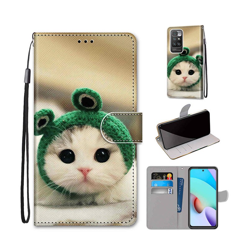 Xiaomi Redmi 10 Coloured Drawing θήκη Πορτοφόλι Frog Kitten