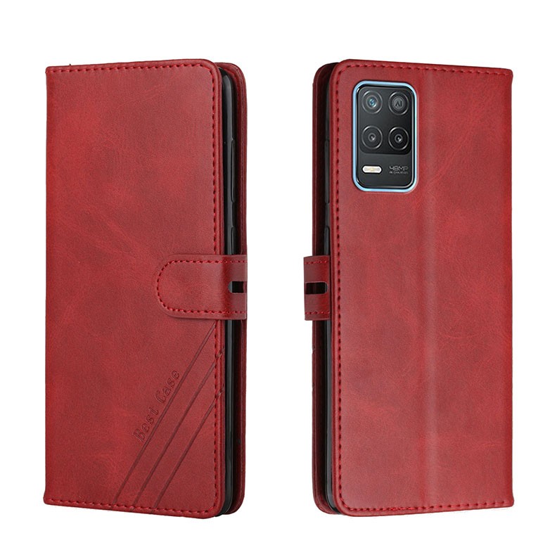 Realme 8/8 Pro Cow Texture Horizontal Θήκη Πορτοφόλι Red