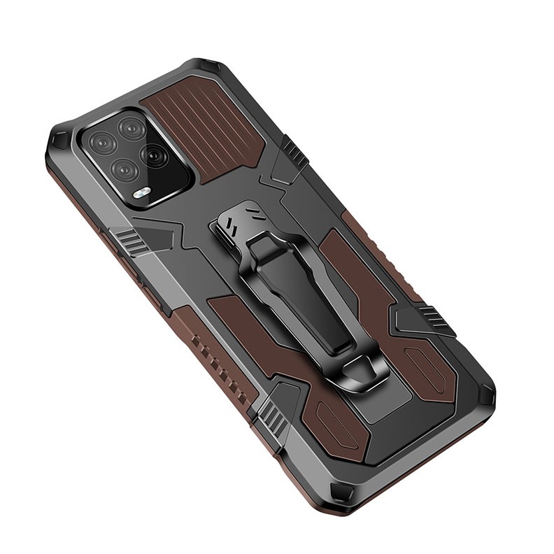 Realme 8/8 Pro Armor Warrior Σκληρή Θήκη με Στήριγμα Coffee