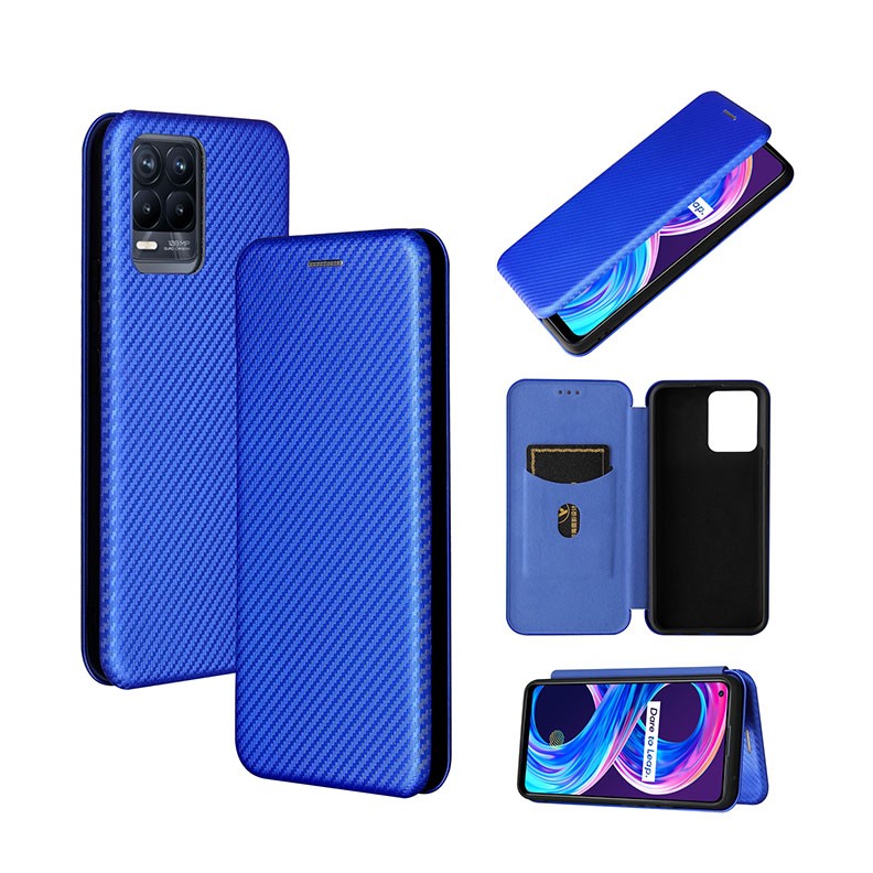 Realme 8/8 Pro Carbon Fiber Θήκη Βιβλίο Blue