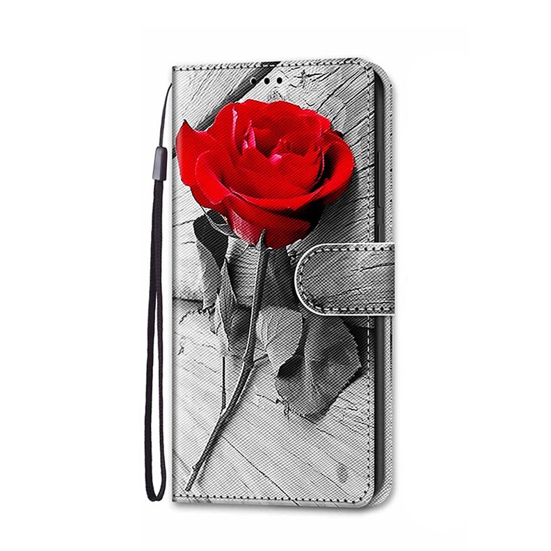 Xiaomi Redmi Note 11 Pro 4G / 5G Coloured Drawing Θήκη Πορτοφόλι Red Rose On Wooden
