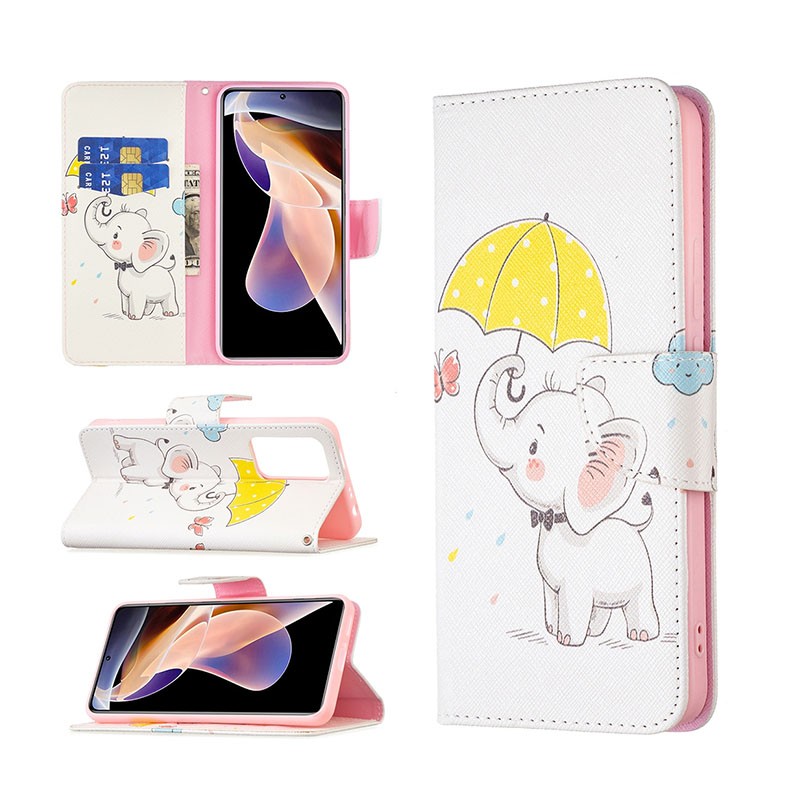 Xiaomi Redmi Note 11 Pro 4G / 5G Coloured Drawing Θήκη Πορτοφόλι Umbrella Elephant