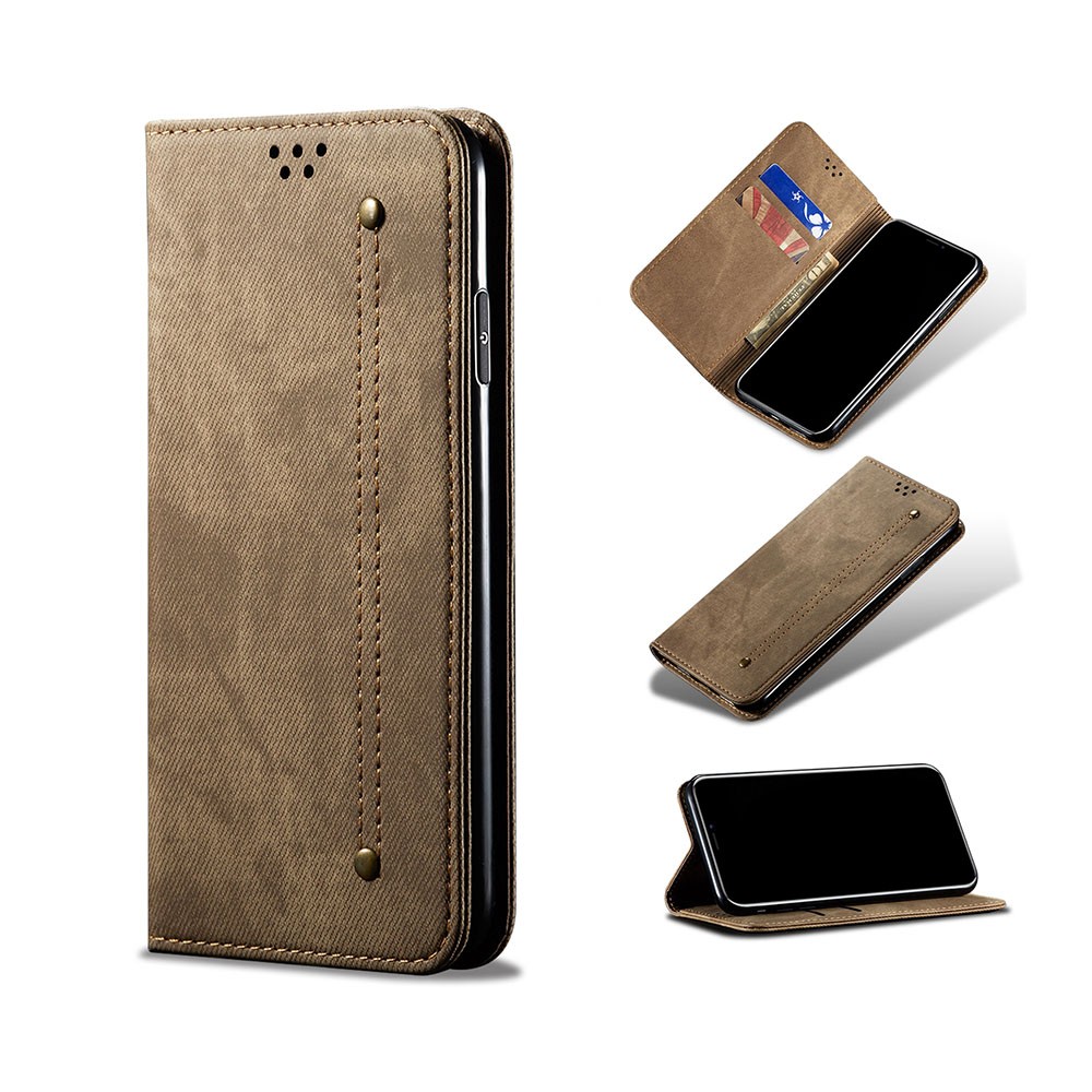Xiaomi 12 Pro Denim Texture Casual Style Leather Θήκη Βιβλίο Khaki