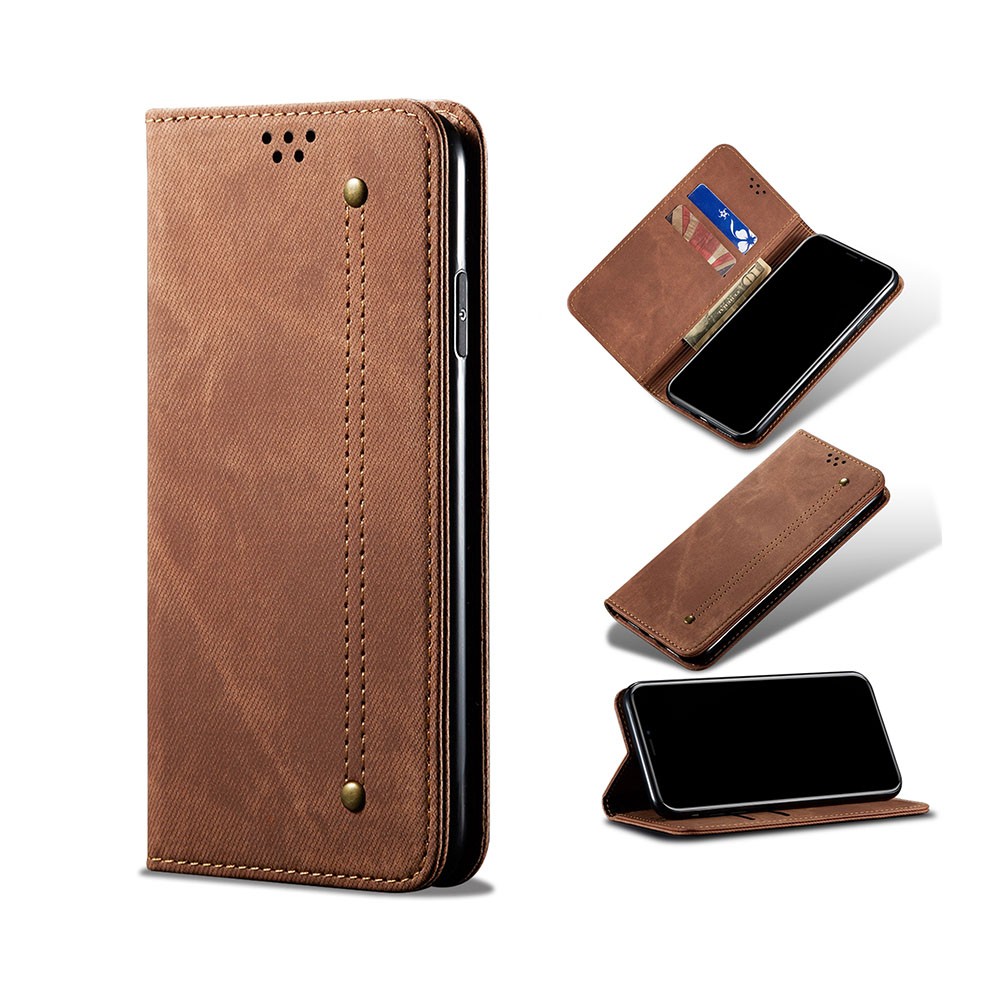 Xiaomi 12 Pro Denim Texture Casual Style Leather Θήκη Βιβλίο Brown