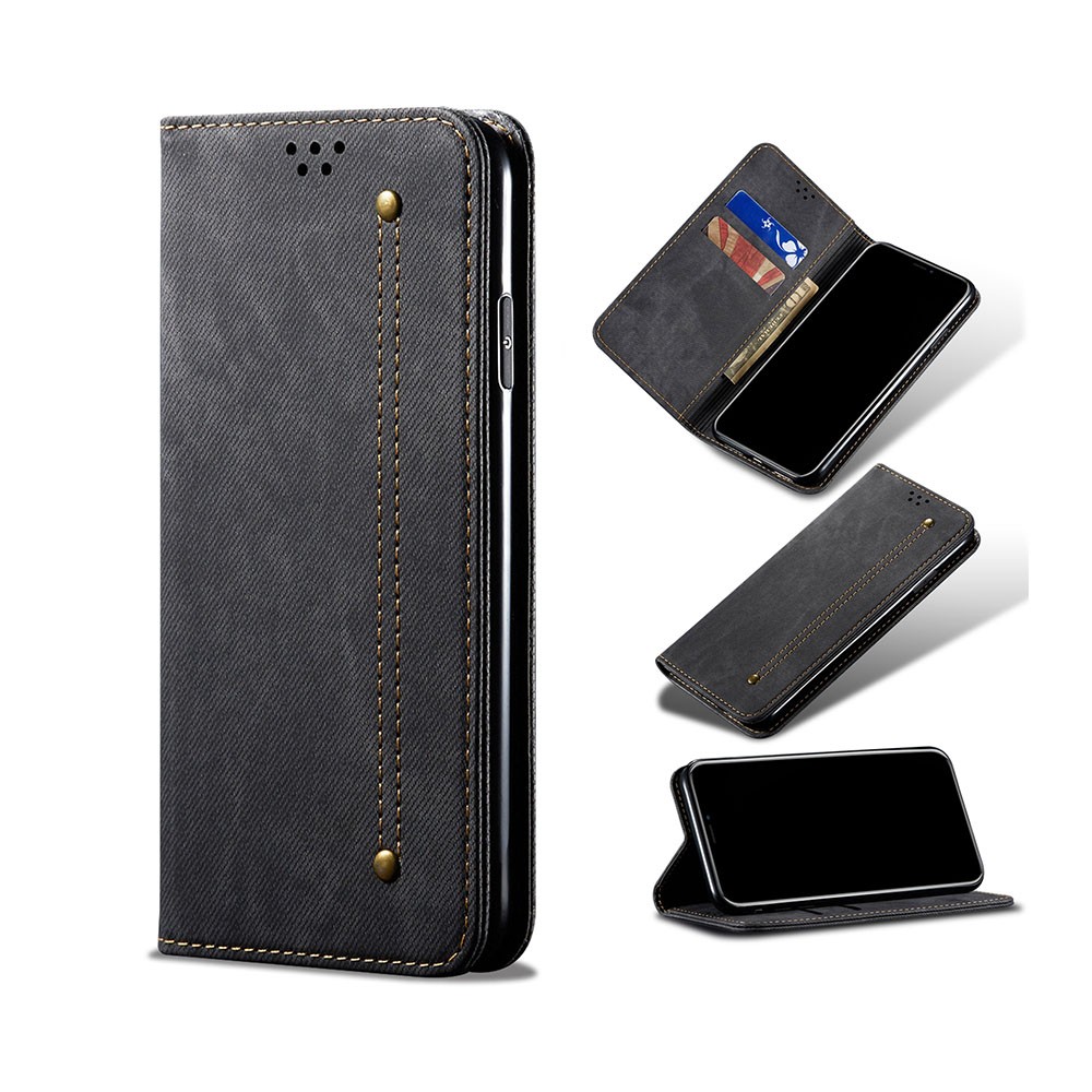 Xiaomi 12 Pro Denim Texture Casual Style Leather Θήκη Βιβλίο Black