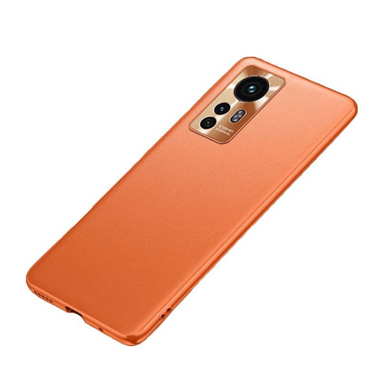 Xiaomi 12 Pro Plain Skin Leather Σκληρή θήκη Orange