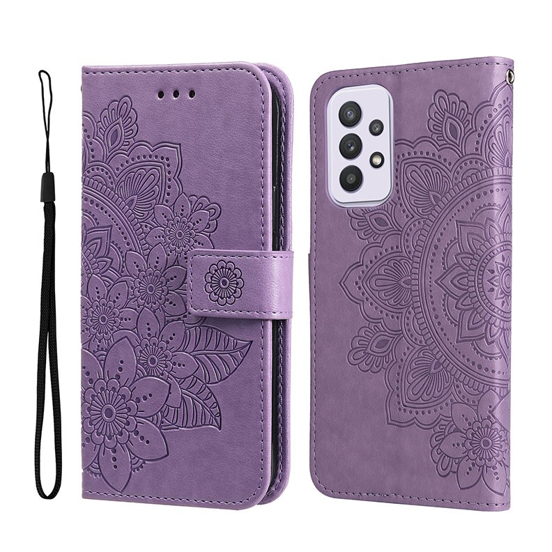 Samsung Galaxy A33 5G Flowers Embossing Pattern Θήκη Πορτοφόλι Light Purple