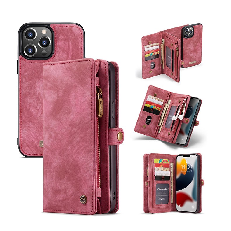 Apple iPhone 13 Pro Max CaseMe-008 Detachable Θήκη Πορτοφόλι Red