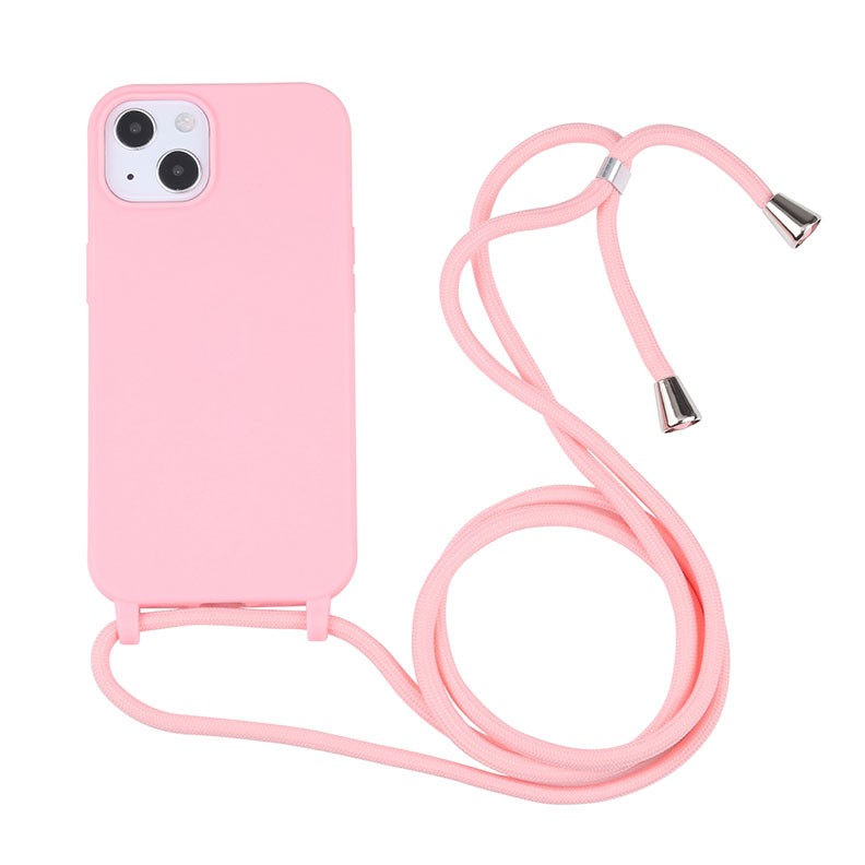 Apple iPhone 13 Pro Max Candy Colors Θήκη Σιλικόνης με Λουράκι Pink