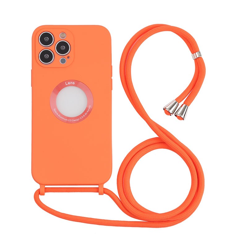 Apple iPhone 13 Pro Max Acrylic Hollow Out Θήκη Σιλικόνης με Λουράκι Orange