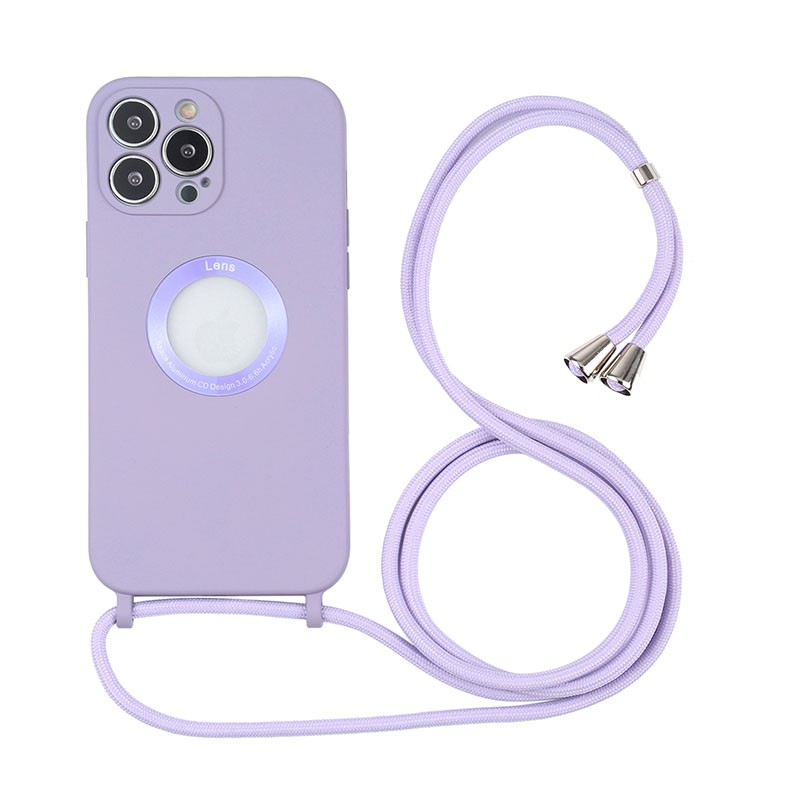 Apple iPhone 13 Pro Max Acrylic Hollow Out Θήκη Σιλικόνης με Λουράκι Purple