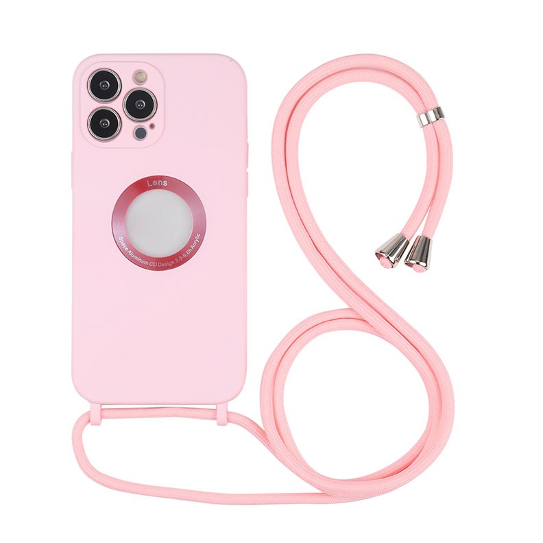 Apple iPhone 13 Pro Max Acrylic Hollow Out Θήκη Σιλικόνης με Λουράκι Pink