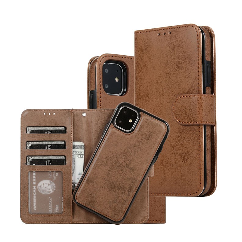 Apple iPhone 11 Retro 2 in 1 Detachable Magnetic Θήκη Πορτοφόλι Brown