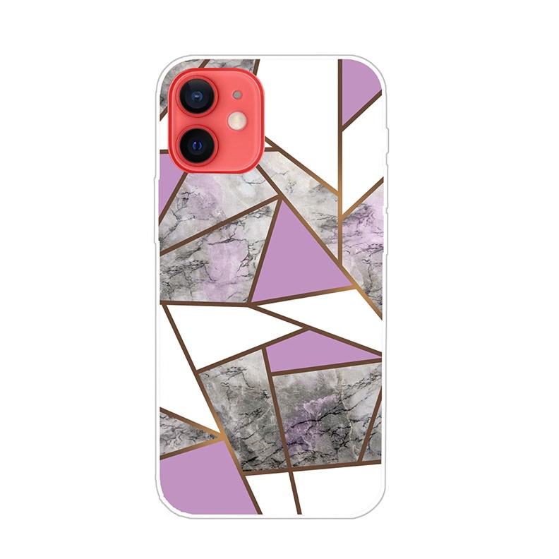 Apple iPhone 11 Marble Pattern Θήκη Σιλικόνης Rhombus Gray Purple