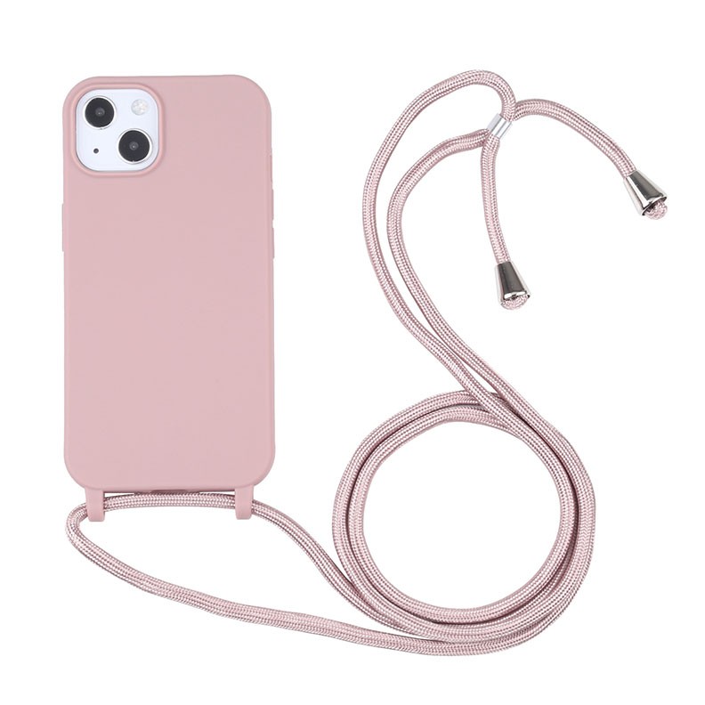 Apple iPhone 13 Pro Candy Colors Θήκη Σιλικόνης με Λουράκι Rose Gold