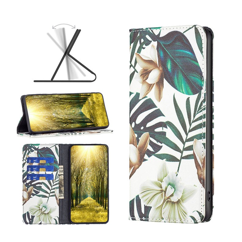 Xiaomi Redmi 10C Colored Drawing Invisible Magnetic Leather θήκη Βιβλίο Red Leaves