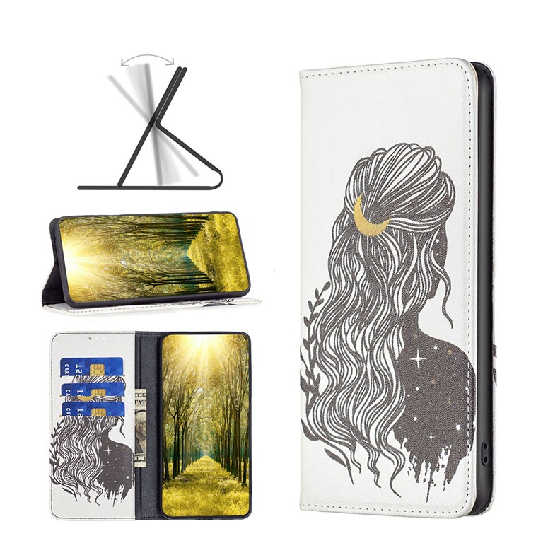 Xiaomi Redmi 10C Colored Drawing Invisible Magnetic Leather θήκη Βιβλίο Girl