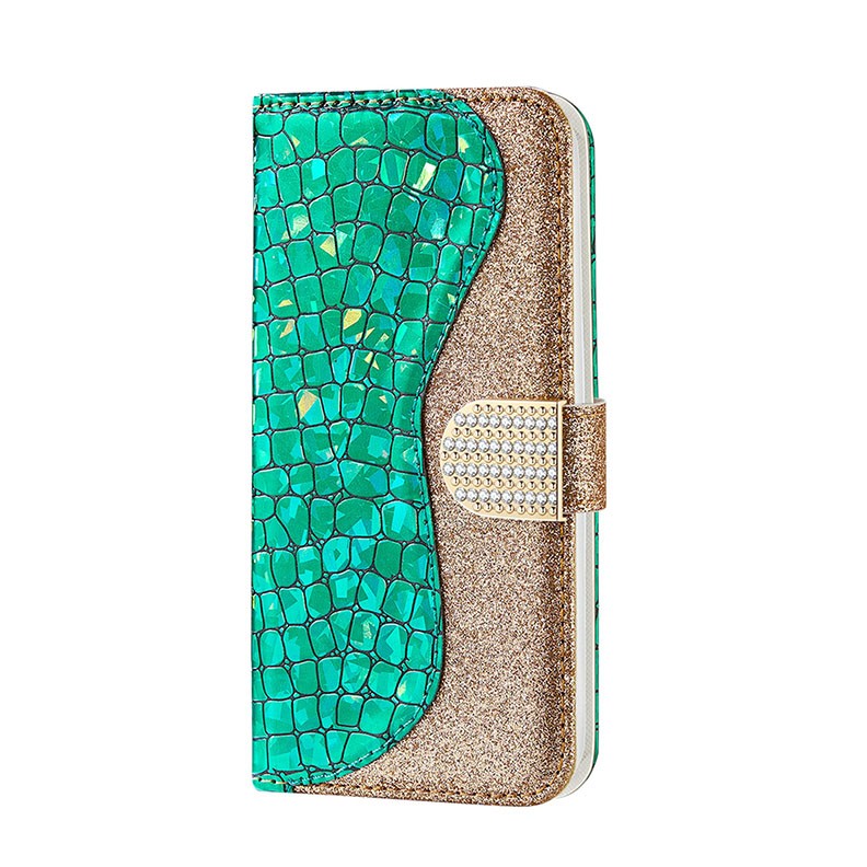 Xiaomi Redmi 10C Laser Glitter θήκη Πορτοφόλι Green