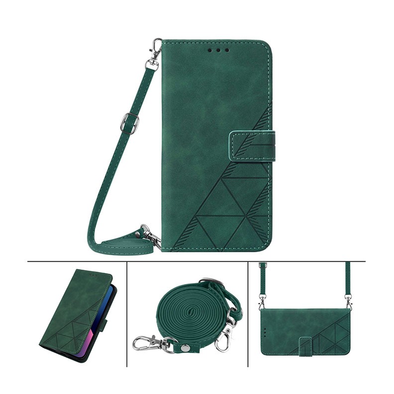 Xiaomi Redmi 10C Τriangle Θήκη Πορτοφόλι με Λουράκι Green