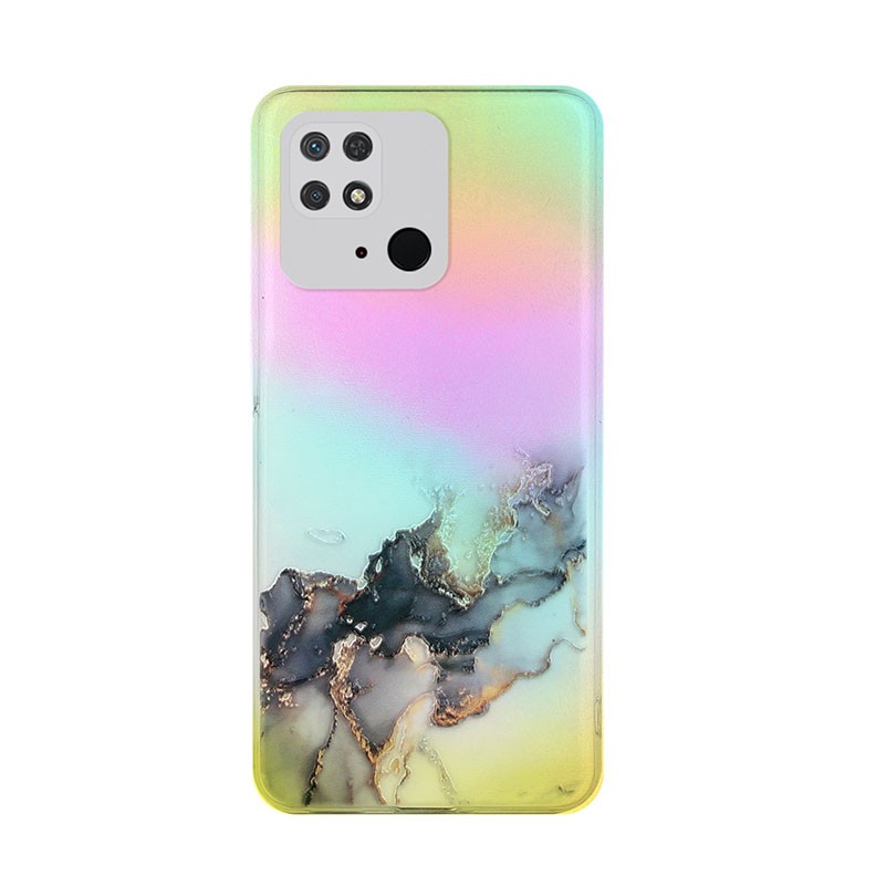 Xiaomi Redmi 10C Laser Marble Pattern Θήκη Σιλικόνης Black